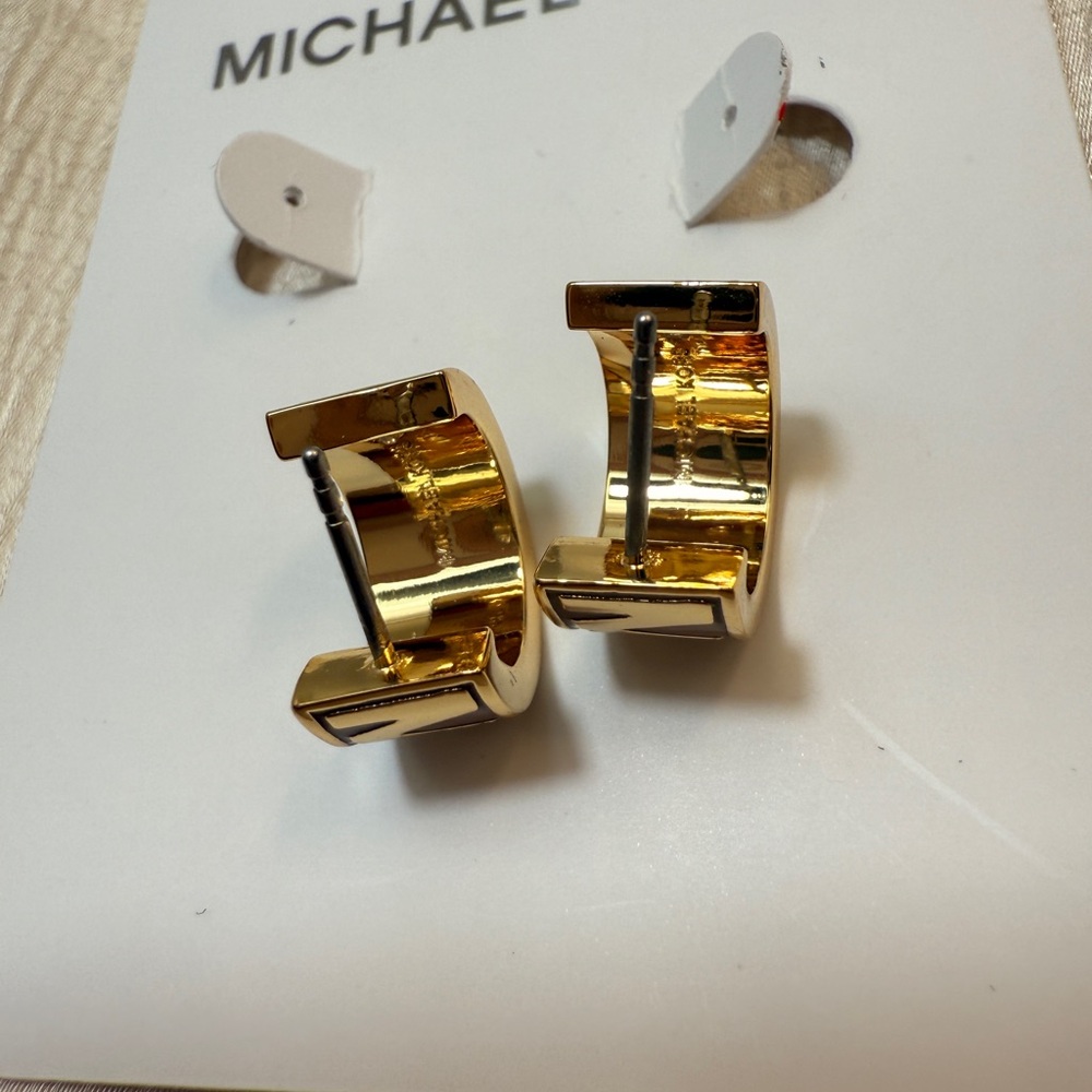 Gold Michael Kors Men's Hoop Earrings - Picture 12 of 16